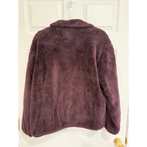 Lands End Quarter‎ Zip Sherpa Fleece Pullover Jacket Burgundy thumbnail 5