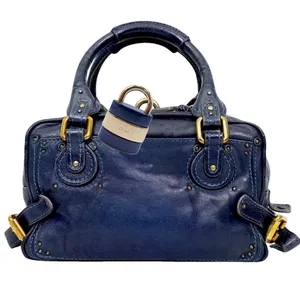 CHLOE Paddington Navy Blue Leather Tote Hand Bag w/ Padlock thumbnail 3