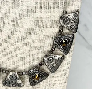 Chico's Silver Tone Wire Rhinestone Bib Necklace thumbnail 4