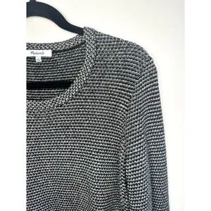 Madewell Size L Women's Pullover Striped Black‎ White Textured Knit Long Sleeve thumbnail 5