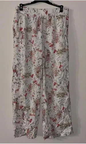 Vintage Jones New York off-white linen blend floral printed pants thumbnail 1