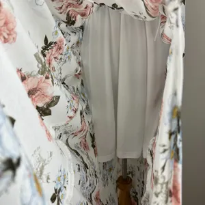 BALTIC BORN Maxi‎ Dress Womens Large White Floral Belted V-Neck Feminine Flowy L thumbnail 4