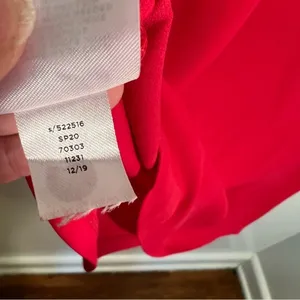 Ann Taylor Women's Size Medium‎ Blouse Red Pink Short Ruffle Sleeve Boatneck thumbnail 7