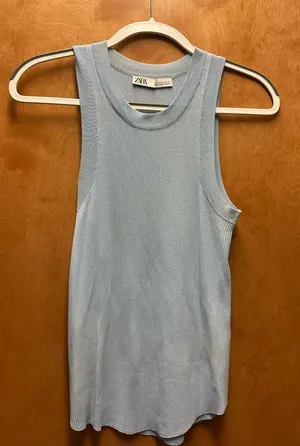 ZARA Blue Tank Top Ribbed thumbnail 1