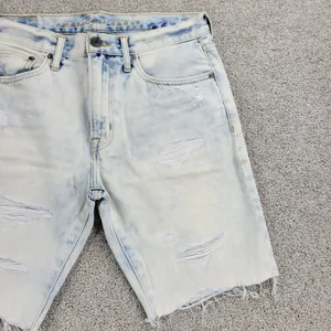American Eagle Womens Denim Shorts 31" Blue Acid Wash Distressed Bermuda thumbnail 5