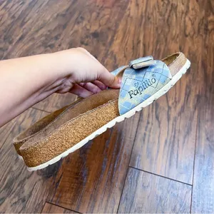 Birkenstock • Papillio Madrid Birko-Flor sandals slides blue argyle plaid thumbnail 7