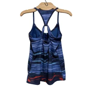 Marmot Solstice Blue Striped Yoga Fitness Shaping Racerback Tank M thumbnail 3