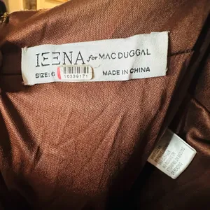 Ieena for Mac Duggal Brown Long Sleeve Pleated Full Skirt Cut Out Sides Gown 6 thumbnail 11