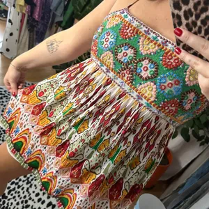 Zara Printed Embroidered Mini Dress Multi Size Medium thumbnail 2