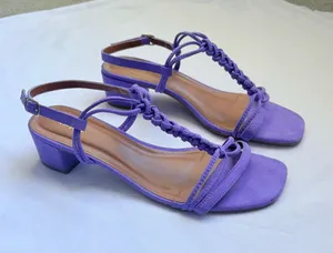 Via Mia Purple Suede Braided Strappy Block Heel Sandals thumbnail 1