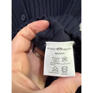 Brandy Melville Navy Blue Ribbed Knit Collared Button Down Cardigan Preppy OS thumbnail 5