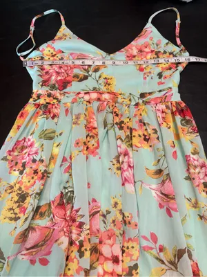 Miss Avenue Floral Adjustable Spaghetti Strap Backless Maxi Dress size Large thumbnail 10