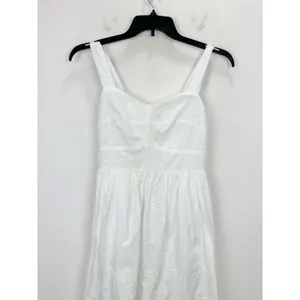 NEW J.Crew Eyelet Midi Dress Cotton Cottagecore Pockets Retro A Line White US 6 thumbnail 5