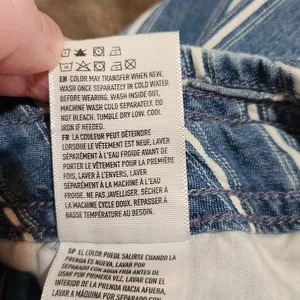 American Eagle Blue Striped Denim Belted Pleated Cotton Paperbag Shorts Size 4 thumbnail 10