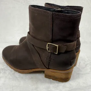 Sorel Cate Buckle Bootie‎ Dark Brown Leather Suede Ankle Boots NL3916-205 6 thumbnail 6