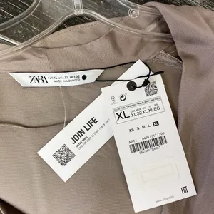 Zara Brown Taupe Long Bell Sleeve Drape Wrap Blouse Top NEW XL thumbnail 9