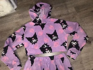 Kuromi Sanrio Hot Topic exclusive 2023 Sherpa 2Pc purple set LRG thumbnail 2