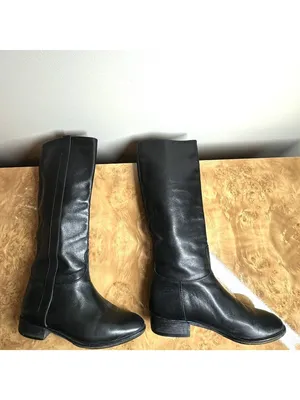 Saks 5th Avenue Black Leather Riding Boots Size 6.5B Made Italy Fenton Last thumbnail 4