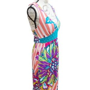 Flying Tomato Floral Striped Maxi Dress V-Neck Open Back ID10766 Multicolor M thumbnail 5