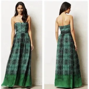 Moulinette Soeurs Vernalis Green Strapless Maxi Dress Size 2 A Line thumbnail 2