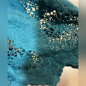 Free People Once Upon A Time Teal Lace Knit Bell Sleeve Top Fairy Boho thumbnail 5
