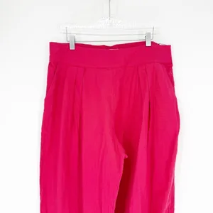 NWT Abercrombie & Fitch Wide Leg Linen Blend Trousers‎ L Pink Coastal Chic thumbnail 4