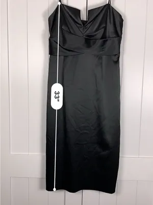 White House Black Market Dress Size 6 Black Satin Sweetheart Cocktail Sheath thumbnail 10
