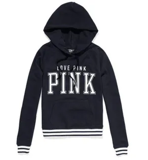 VS PINK VICTORIA'S SECRET Perfect Pullover Black White Logo Hoodie Sweatshirt M thumbnail 1