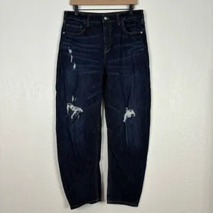 Pilcro Anthropologie The Bow Boyfriend Dark Wash Distressed Jean Size 30 thumbnail 2