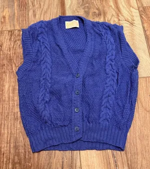 Pendleton Vintage Blue Wool Cable Knit Sweater Vest thumbnail 1