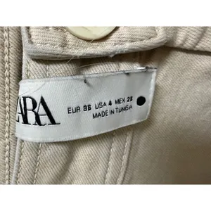 Zara High Waisted Wide Leg Pants Womens US 4 Beige Sand Raw‎ Hem Cropped thumbnail 12