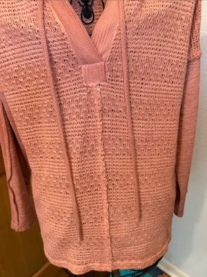 👢👢👢BOGOHO👢👢👢POL Women's Lightweight Hooded Knit Sweater - Dusty Rose-small thumbnail 3