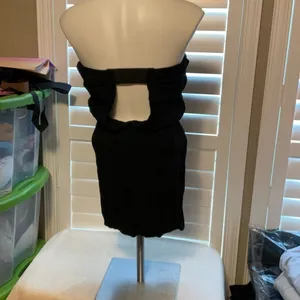 Papaya Black Ruched Strapless Bodycon Dress thumbnail 3