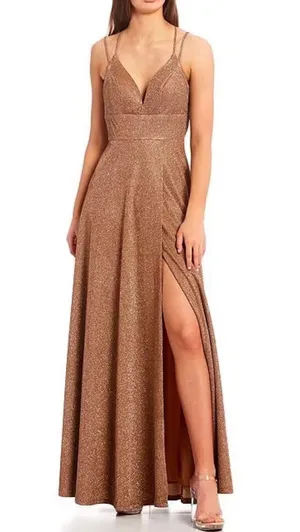 Nude Glitter Formal Dress️ Gold Size 4 thumbnail 1