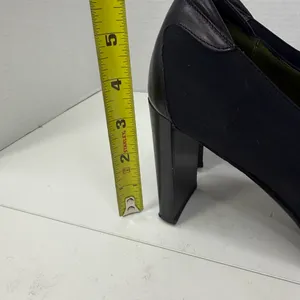 Donald J Pliner Black Stretch Crepe Block Heel Shootie Pumps size 9 thumbnail 7