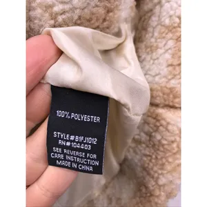 Blu Pepper Tan Plaid‎ Faux Fur Sherpa Button Up Cropped Jacket Womens Medium thumbnail 7