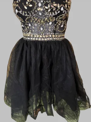 Black Embellished Beaded Cocktail Dress Size 2 thumbnail 3