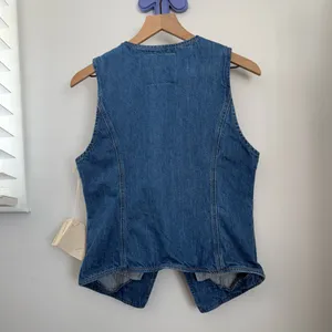 Mother Medium NEW The Vested Interest Scoot This Way‎ High Neck Denim Office thumbnail 2