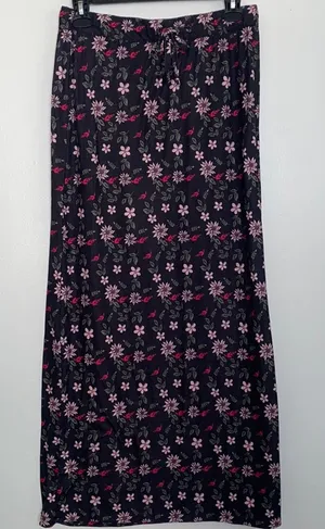 Bongo Pink and Black Floral Maxi Skirt thumbnail 1