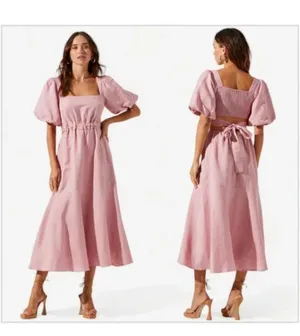 ASTR Angeles Puff Sleeve Cutout Dress thumbnail 5