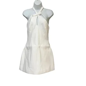 MESHKI Freya Halter Bow Mini Dress Ivory White Bridal Cocktail DR10231WD1 S thumbnail 3