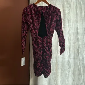 For Love & Lemons‎ Mulberry Shailee Sparkly Floral Metallic Mini Dress NWT XXS thumbnail 4