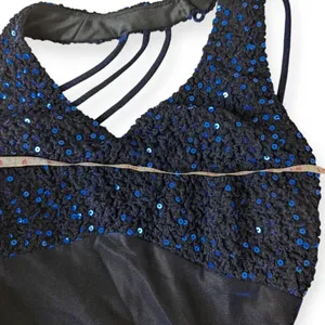 Y2K Prom Dress Iridescent Blue Sparkly Strappy Floor-Length Formal Gown 2000s thumbnail 8