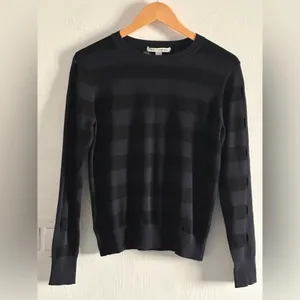 Revolve Autumn Cashmere Stripped Distressed Sweater Black And Blue Sz M thumbnail 3