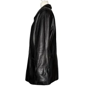 Wilson's Leather Genuine Leather Women's Blazer Jacket Size XS Black Pockets Long Length thumbnail 4