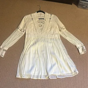 Free People dress 12 nwot lined bottom circle skirt fitted top linen thumbnail 3