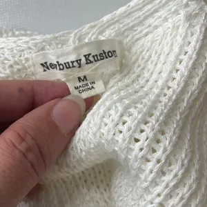 Newbury Kustom Open Knit Sleeveless Sweater Sz M Coastal Boho Summer Deep V thumbnail 8
