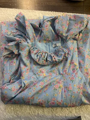 NWOT House of CB TALLULAH Blue Vintage Floral Puff Sleeve Midi Dress. Size XL thumbnail 9