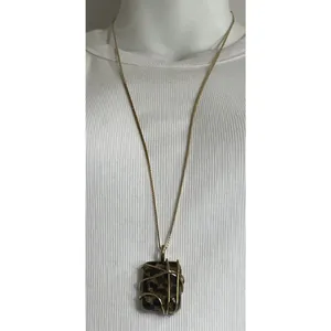 MONET Pendant Necklace Signed Black & Gold Leopard Pendant 30” thumbnail 2