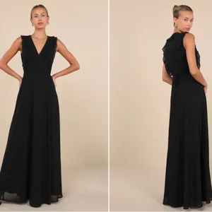 LULU's Wedding Bridesmaid Elegant Sophisticated CHic Romantic Ruffles Wrap Dress thumbnail 5